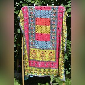 Silk Multicolor Dupatta with real mirror work